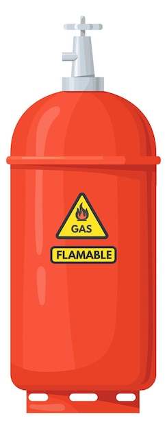 Red gas cylinder Metal dangerous fuel cartoon container