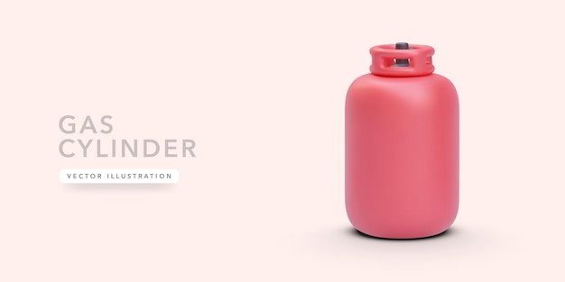 Vector red gas cylinder in realistic style isolated on light background vector illustration