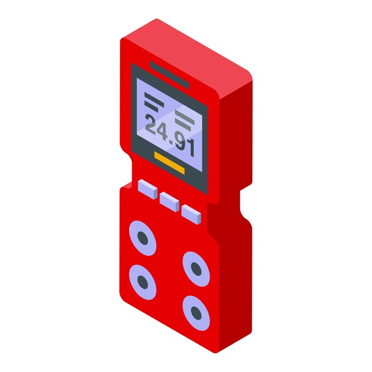 Vector red gas detector icon isometric vector meter instrument home monitor