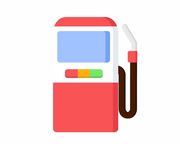 휘발유 펌프 아이콘 기호 디자인이 있는 빨간색 주유소.