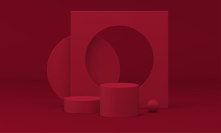 Vector red geometric podium product presentation display cylinder pillar basic foundation d vector