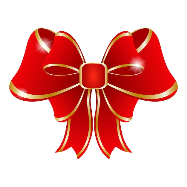 Vector red gift bow with gold trim. festive decor element, vector