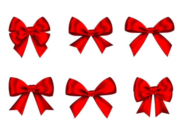 Realistic Red Bows Set 5880925 Vector Art at Vecteezy