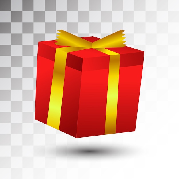 Red gift box design on transparent background