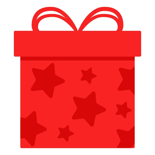 Красная подарочная коробка на белом фоне. Онлайн поздравления. виртуальный подарок. Сюрприз на Новый год.
