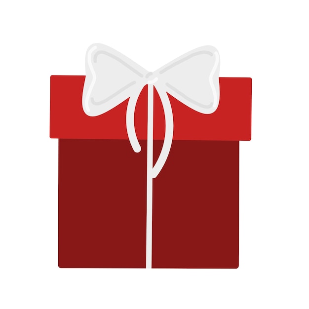 Red gift box with white bow vector illustration