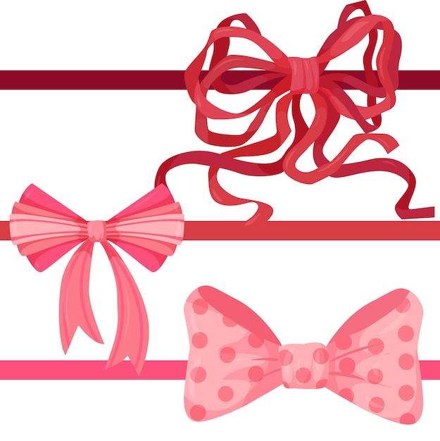 Red Gift Ribbon Vector. Gift bows with ribbons. Vector illustration