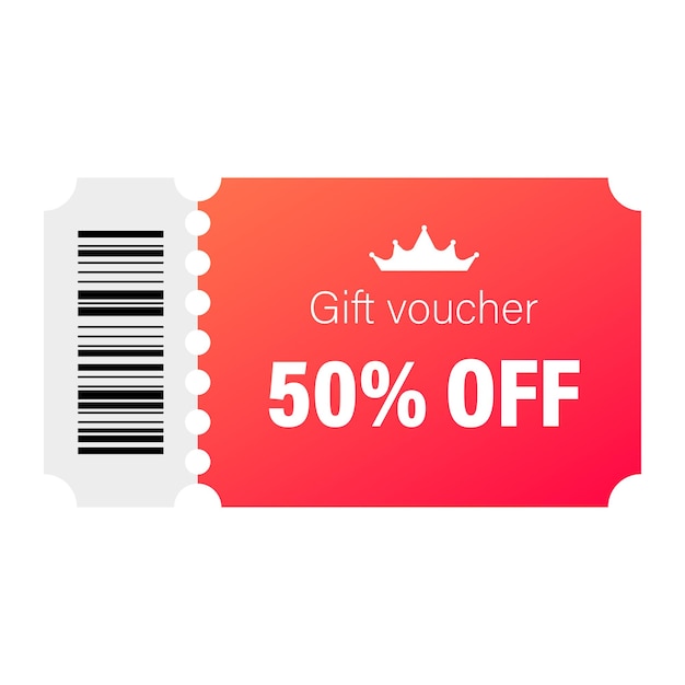 50% 할인된 빨간색 상품권