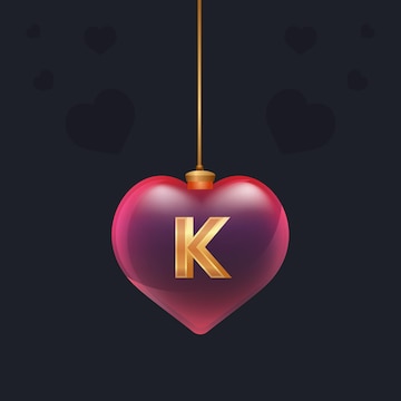Premium Vector | Red glass heart toy with a golden 3d letter k inside. valentine day element for banner, invintation or any advertising. vector Premium Vector | Red glass heart toy with a golden 3d letter k inside. valentine day element for banner, invintation or any advertising. vector