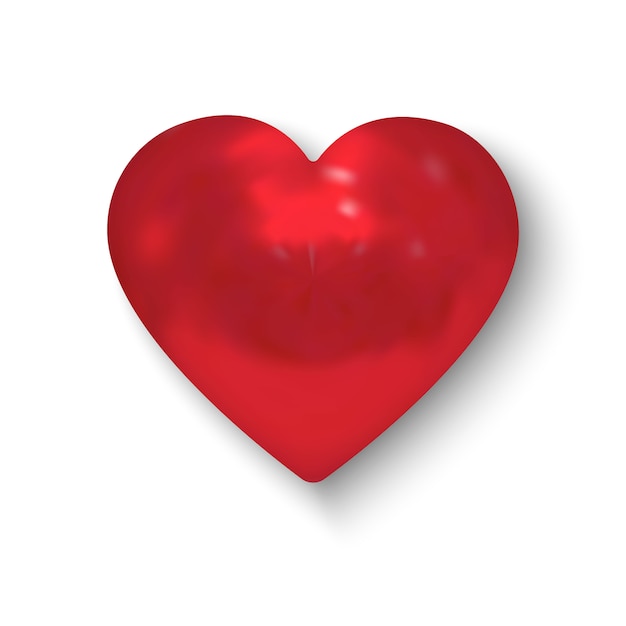 Vector red glossy realistic heart. vector illustration