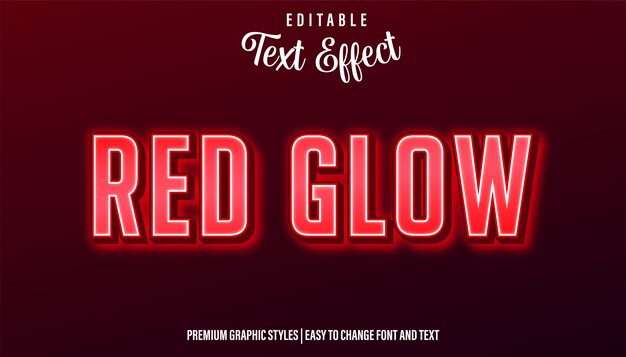 Vector red glow neon style editable text effect