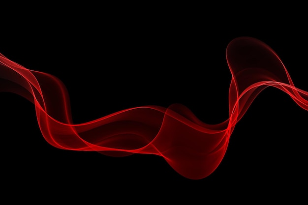 red glowing abstract wave on a black background luxury design template with red flowing wavy element