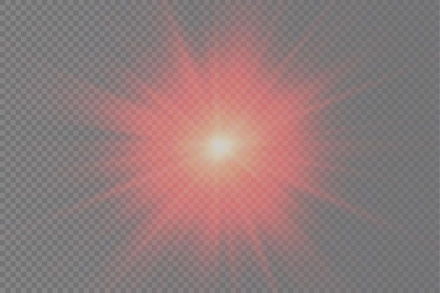 Красный светящийся свет всплеск свечения яркая звезда солнечные лучи световой эффект вспышка солнечного света