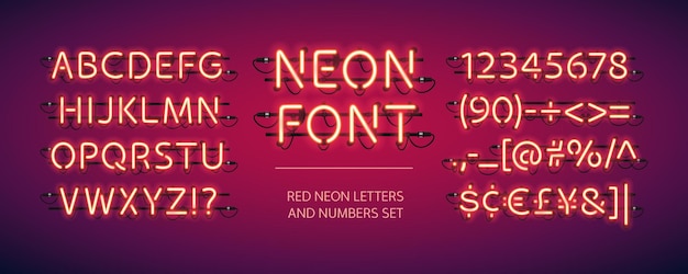 Red Glowing Neon Font