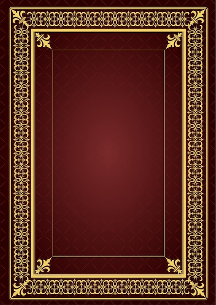 Red and gold background with a frame for text