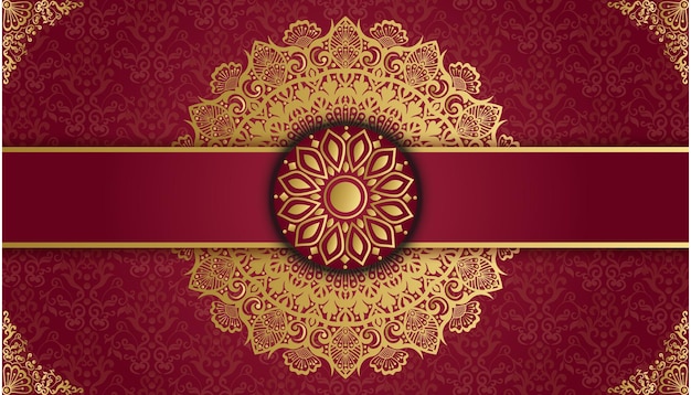 Red and gold background with a gold circle and a red background.