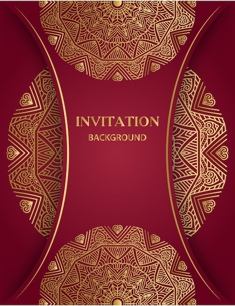 A red and gold background with a gold pattern.