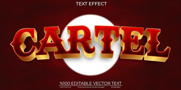 Red and Gold Bold Cartel Editable and Scalable Template Vector Text Effect