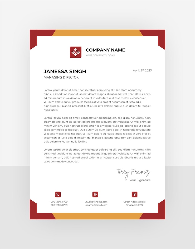 वेक्टर red and gold border general business letterhead template
