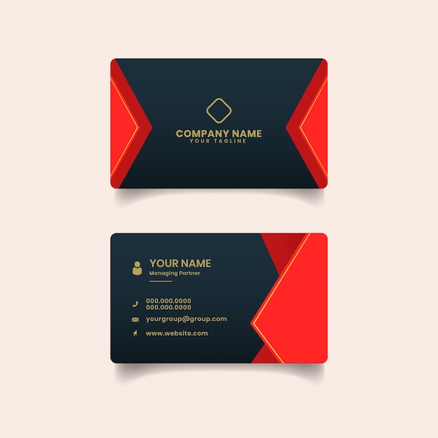 Шаблон дизайна визитной карточки Red Gold. подходит для вашей компании