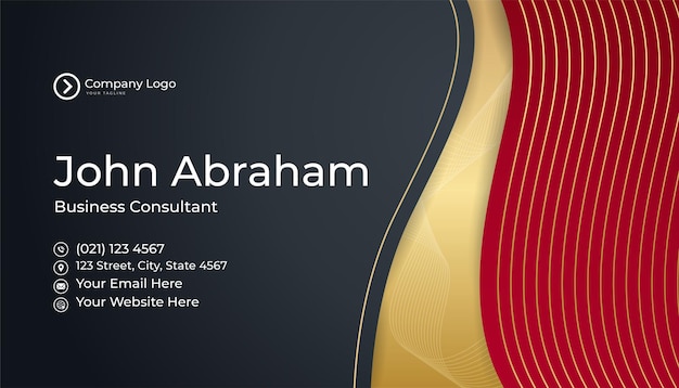 Red gold business card design template with modern corporate concept