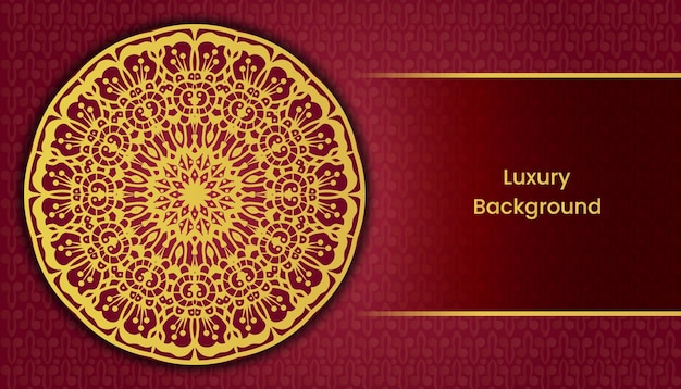 A red and gold card with a gold mandala design.
