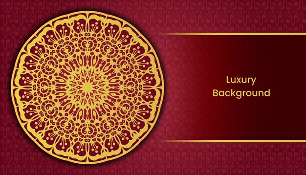 A red and gold card with a gold mandala design.