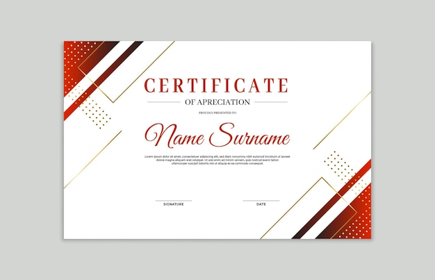 Red and gold certificate border template For appreciation business and education needs