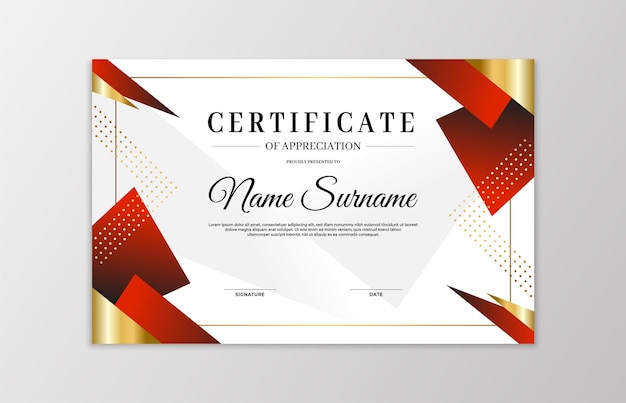 Red and gold certificate border template For appreciation business and education needs