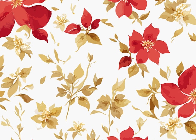 Red and gold crossandra seamless floral pattern Flower pattern illustration