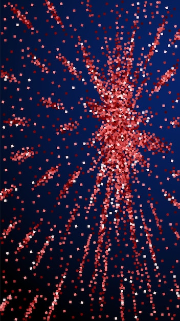 Coriandoli scintillanti di lusso glitter oro rosso. piccole particelle d'oro sparse su sfondo blu scuro. modello di sovrapposizione festivo estatico. sfondo vettoriale degno.
