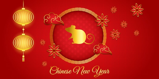 Red gold happy chinese new year 2020 background template