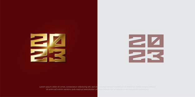 Red and gold luxury of logo design number 2023 for happy new year for poster banner