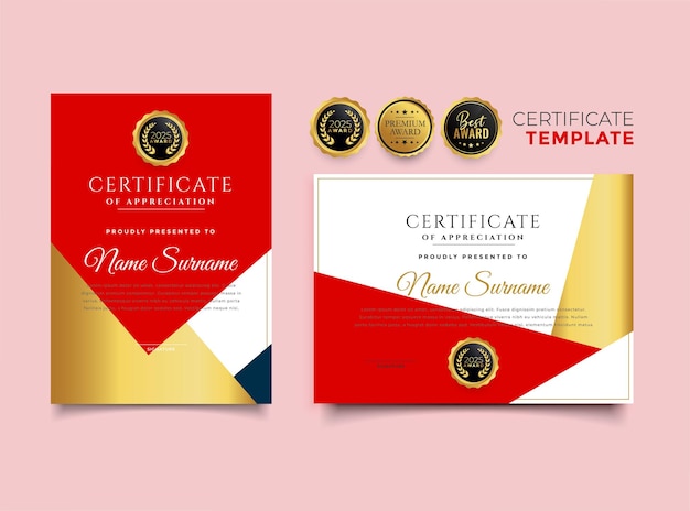 Red and gold multipurpose certificate template design