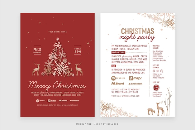 Vector red gold ornate christmas menu template in vector for restaurant event