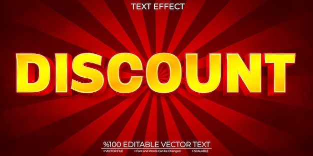 Красно-золотая блестящая скидка редактируемый и масштабируемый векторный текстовый эффект шаблона