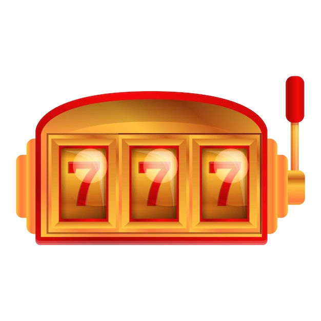 Иконка игрового автомата из красного золота Мультфильм векторная иконка игрового автомата из красного золота для веб-дизайна выделена на белом фоне