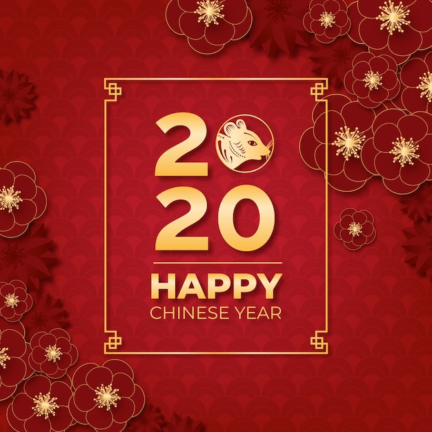 Vector red & golden chinese new year