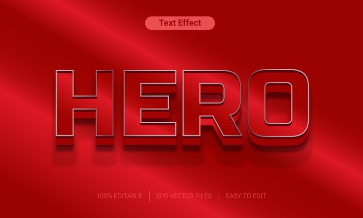 Vector red gradient hero style text effect