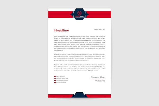 Red Gradient Minimal flat design letterhead template