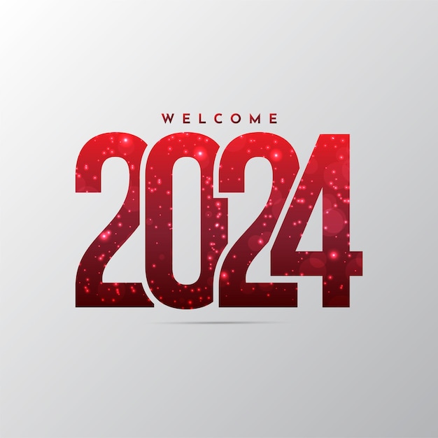 Red Gradient New Year 2024 design achtergrond met sprankelend gloedeffect