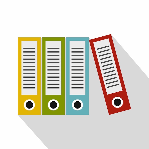 빨간색 녹색 파란색과 노란색 사무실 폴더 아이콘 흰색 배경에 고립 된 웹에 대 한 사무실 폴더 벡터 아이콘의 평면 그림