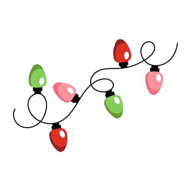 Red and green christmas lights black curved line