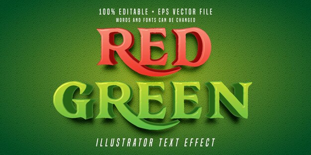 Stile di carattere 3d con effetto testo modificabile rosso verde