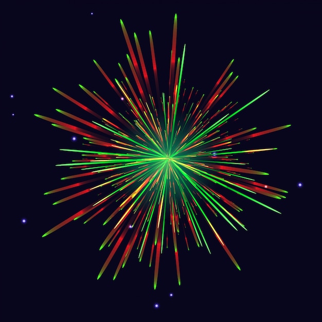 Vector red green fireworks background