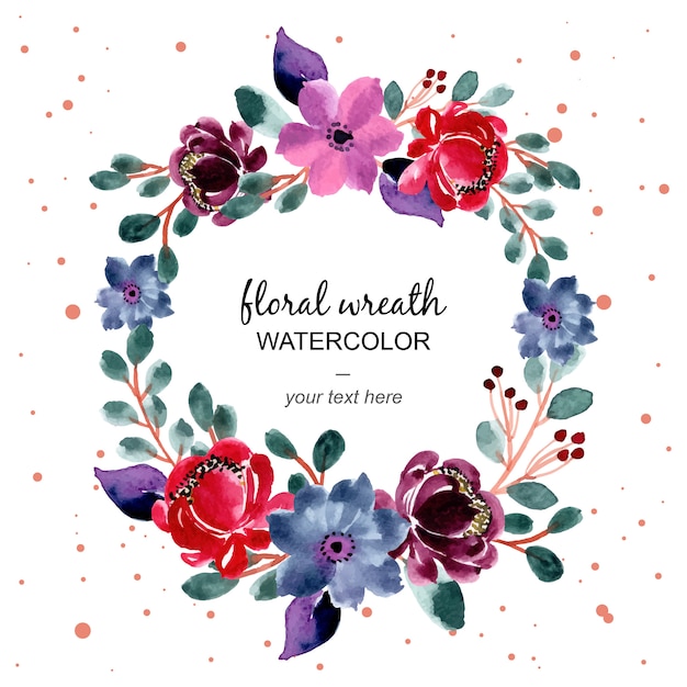 red and green floral watercolor wreath