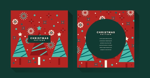 Vector red and green geometric christmas pattern