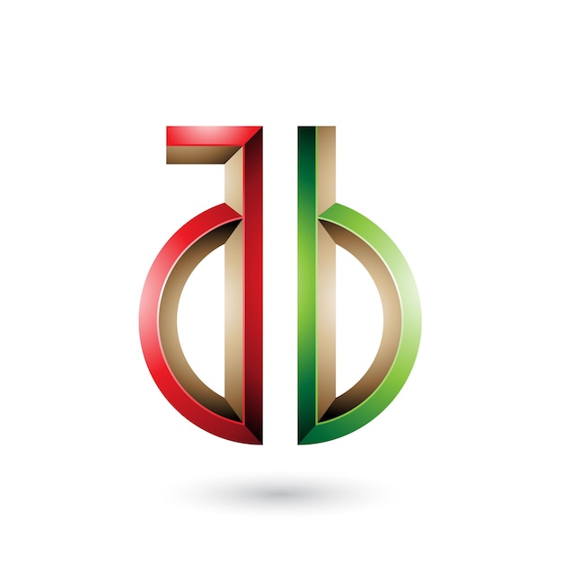 Red and Green Keylike Symbol of Letters A and B Vector Illustration