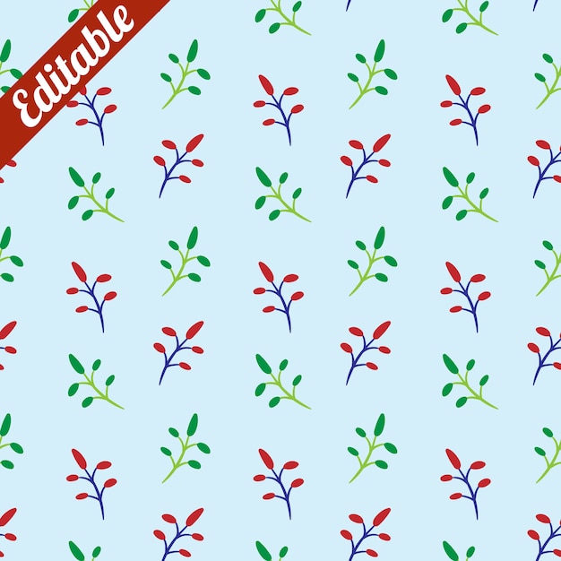 Red Green Leaf Flower Pattern