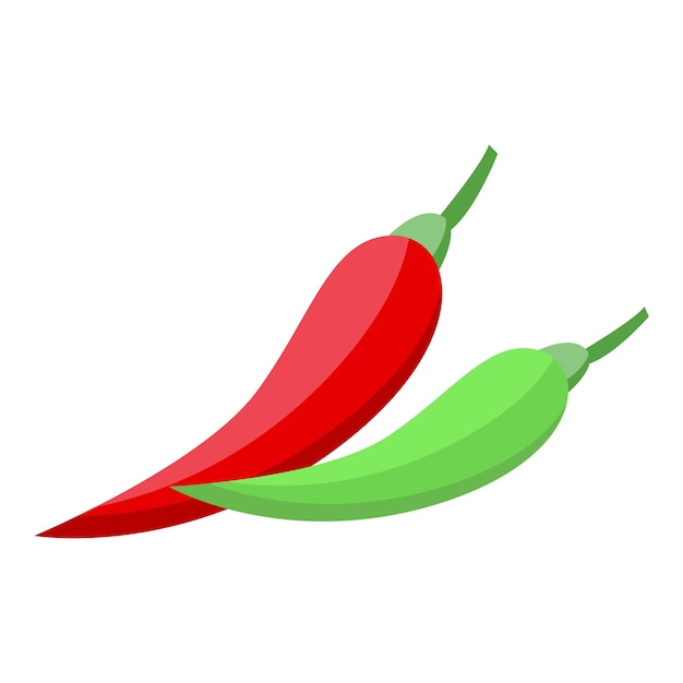 Red green pepper icon isometric vector Chilli isolated illustration Hot cayenne jalapeno